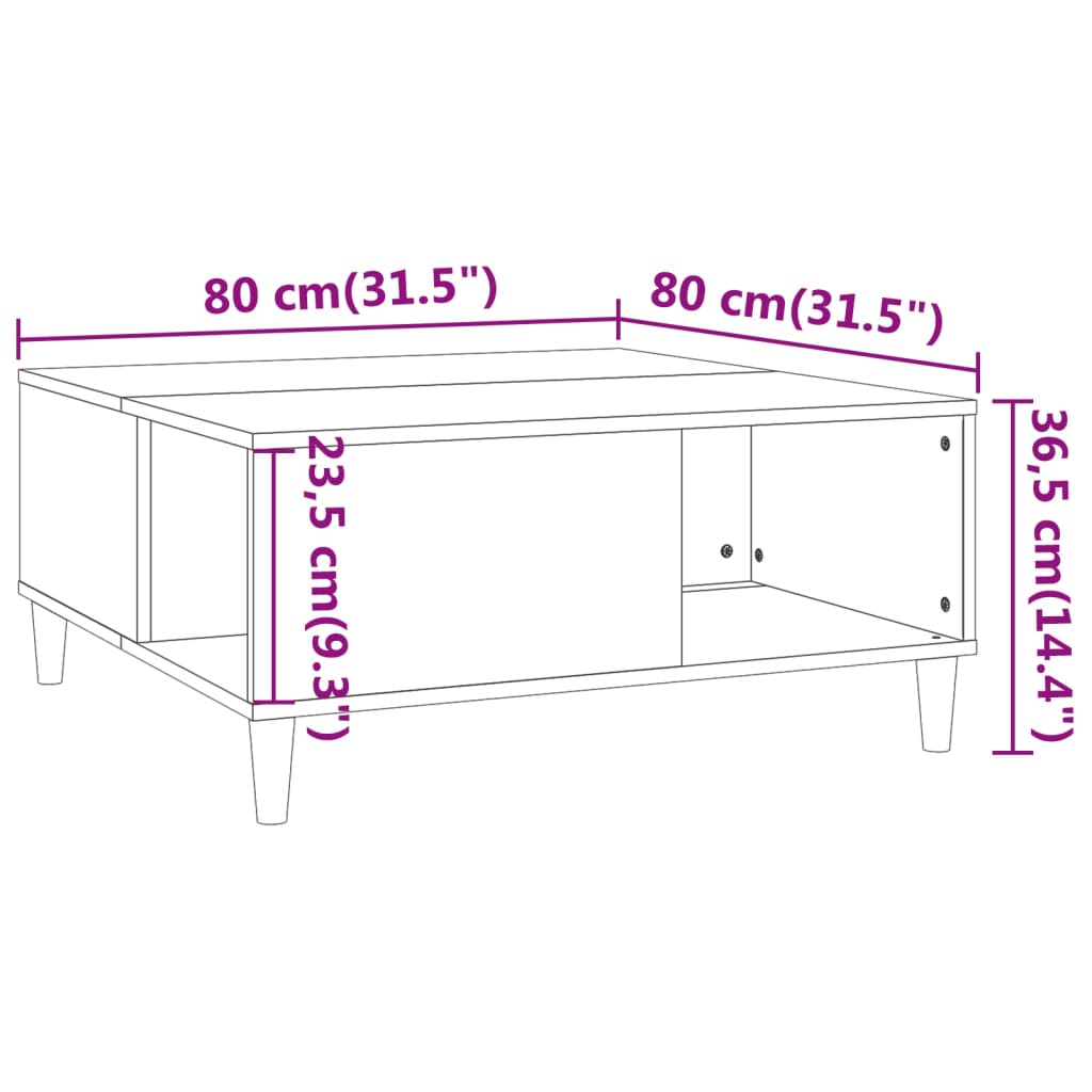 Konferenční stolek bílý s leskem 80x80x36,5 cm kompozitní dřevo