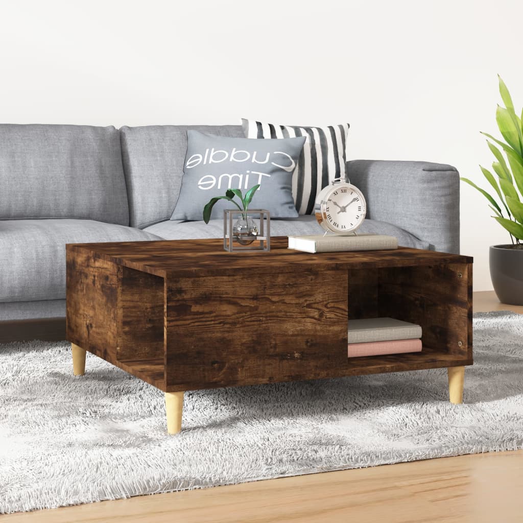 vidaXL Coffee Table Smoked Oak 80x80x36.5 cm Engineered Wood