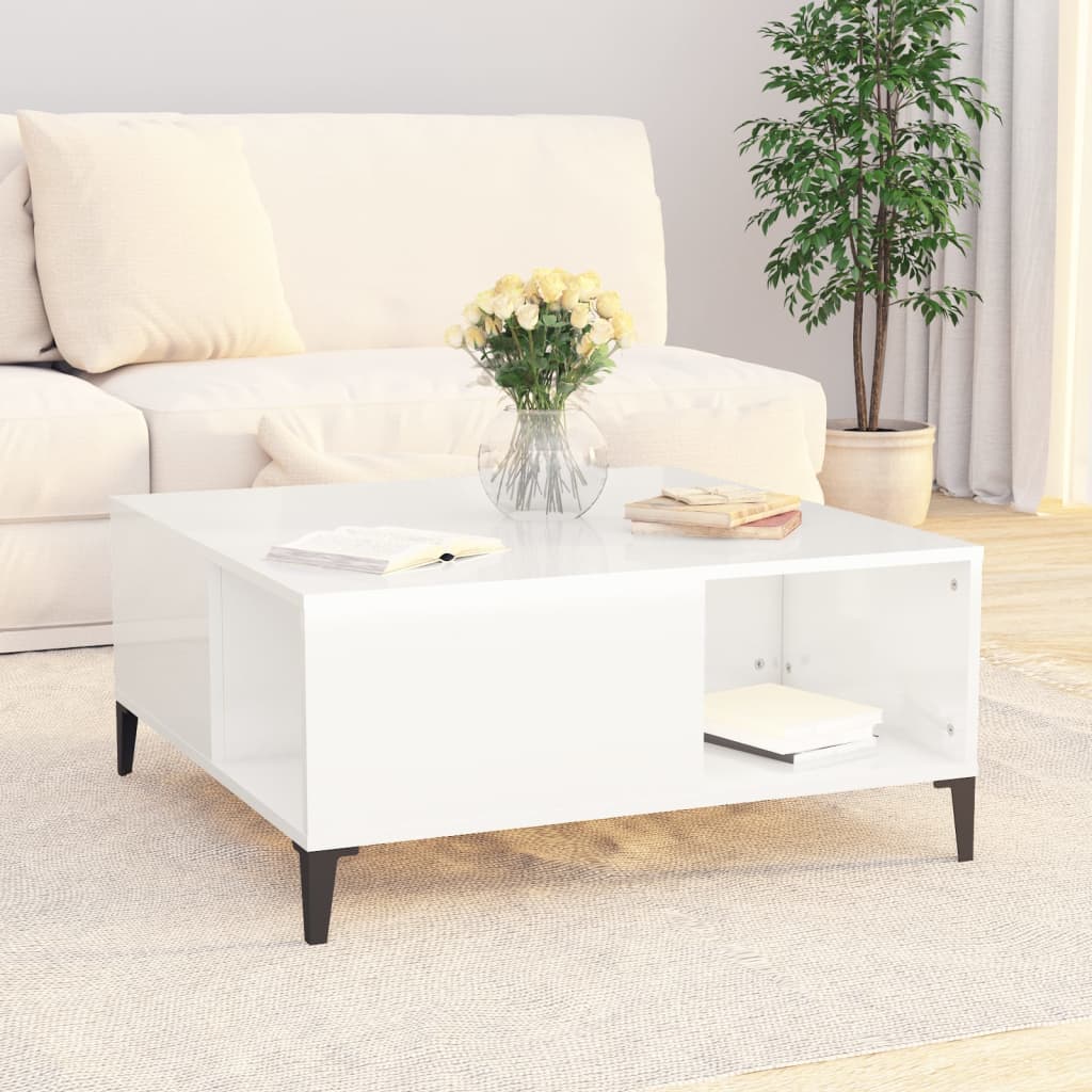 Thumbnail - vidaXL Couchtisch Hochglanz-Weiß 80x80x36,5 cm Holzwerkstoff