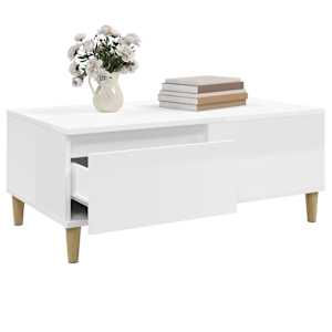 Konferenční stolek bílý s leskem 90x50x36,5 cm kompozitní dřevo - obrázek 5