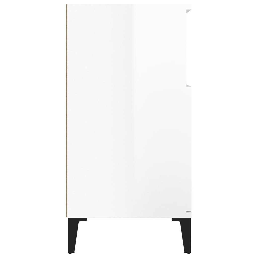 magasfényű fehér szerelt fa tálalószekrény 60 x 35 x 70 cm