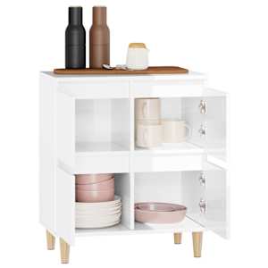 Příborník bílý s vysokým leskem 60x35x70 cm kompozitní dřevo - obrázek 5