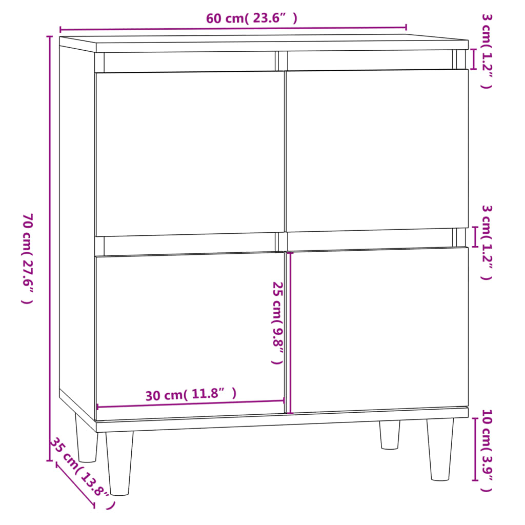 Komoda dimljeni hrast 60x35x70 cm inženirski les