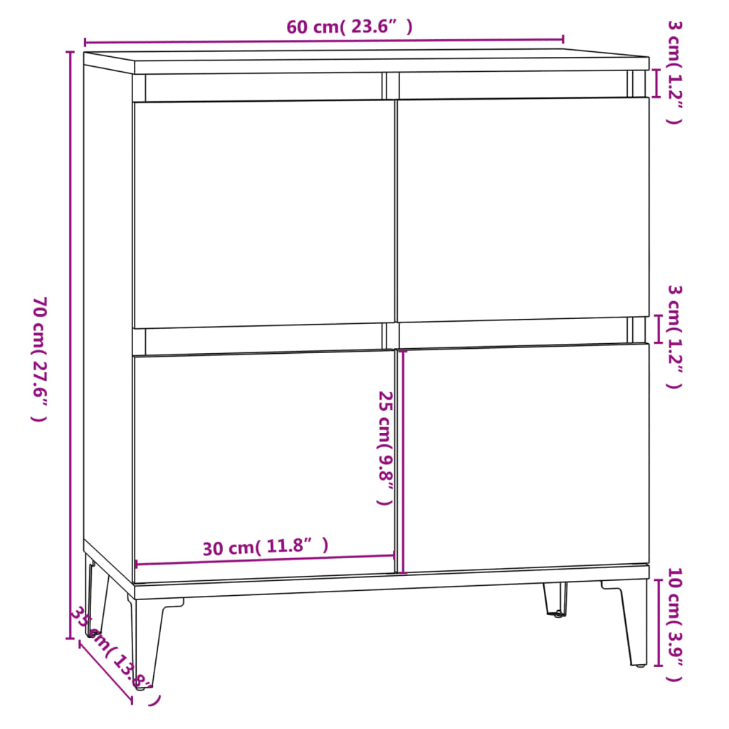 Komoda dimljeni hrast 60x35x70 cm inženirski les