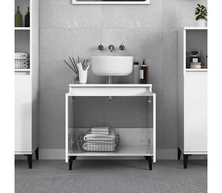 vidaXL Sink Cabinet High Gloss White 58x33x60 cm Engineered Wood