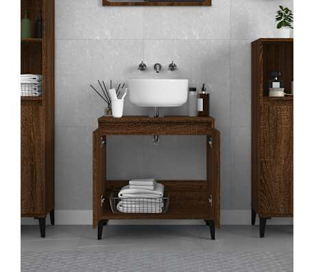 vidaXL Waschbeckenunterschrank Braun Eichen-Optik 58x33x60 cm