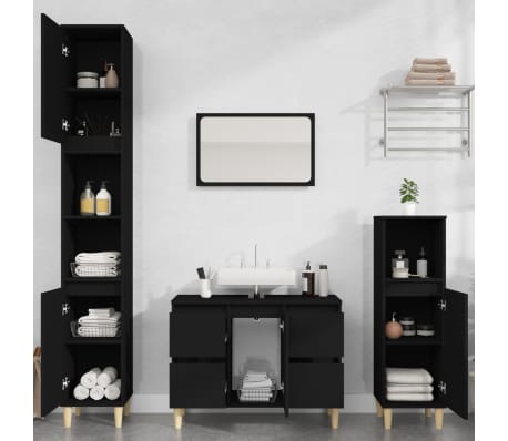 vidaXL Meuble d'&eacute;vier noir 80x33x60 cm bois d'ing&eacute;nierie