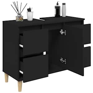 Skříňka pod umyvadlo černá 80 x 33 x 60 cm kompozitní dřevo - obrázek 4