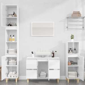 vidaXL Ντουλάπι Νιπτήρα Γυαλ. Λευκό 80x33x60 εκ. Επεξεργασμένο Ξύλο