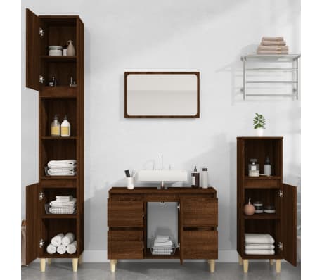 vidaXL Meuble d'&eacute;vier ch&ecirc;ne marron 80x33x60 cm bois d'ing&eacute;nierie