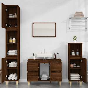 vidaXL Meuble d'&eacute;vier ch&ecirc;ne marron 80x33x60 cm bois d'ing&eacute;nierie