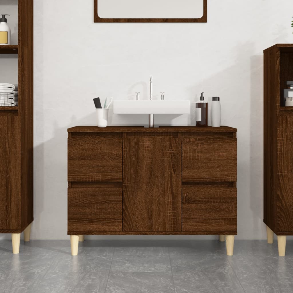 vidaXL Sink Cabinet Brown Oak 80x33x60 cm Engineered Wood