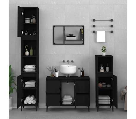 vidaXL Waschbeckenunterschrank Schwarz 80x33x60 cm Holzwerkstoff