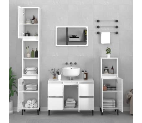 vidaXL Dulap de chiuvetă, alb extralucios, 80x33x60 cm, lemn prelucrat