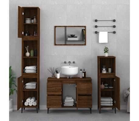 vidaXL Sink Cabinet Brown Oak 80x33x60 cm Engineered Wood