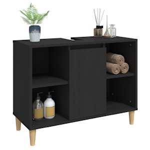 Skříňka pod umyvadlo černá 80 x 33 x 60 cm kompozitní dřevo - obrázek 4