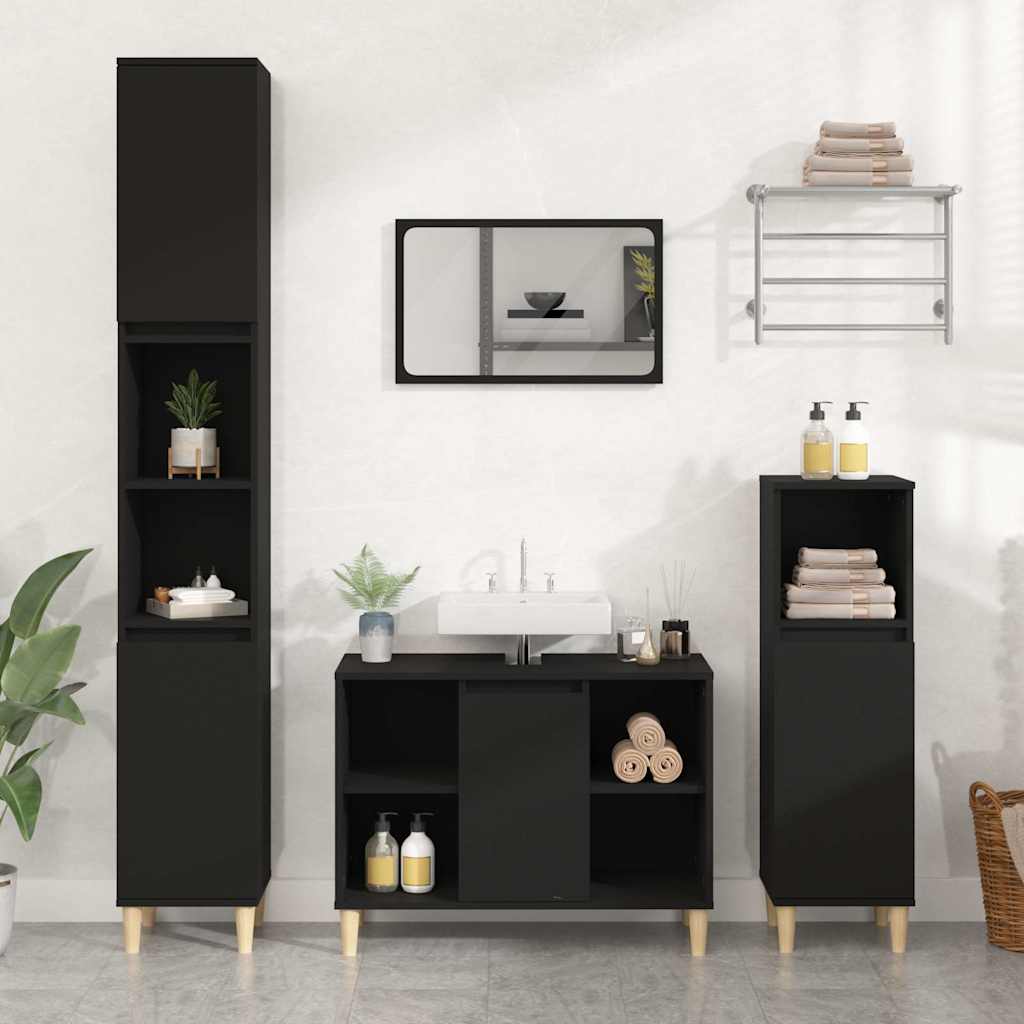 vidaXL Tvättställsskåp svart 80x33x60 cm konstruerat trä