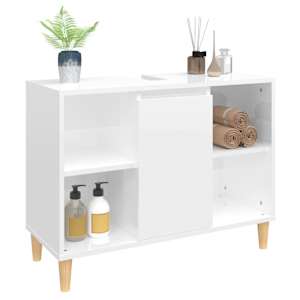 Umyvadlová skříňka bílá s vysokým leskem 80x33x60 cm kompozit - obrázek 4