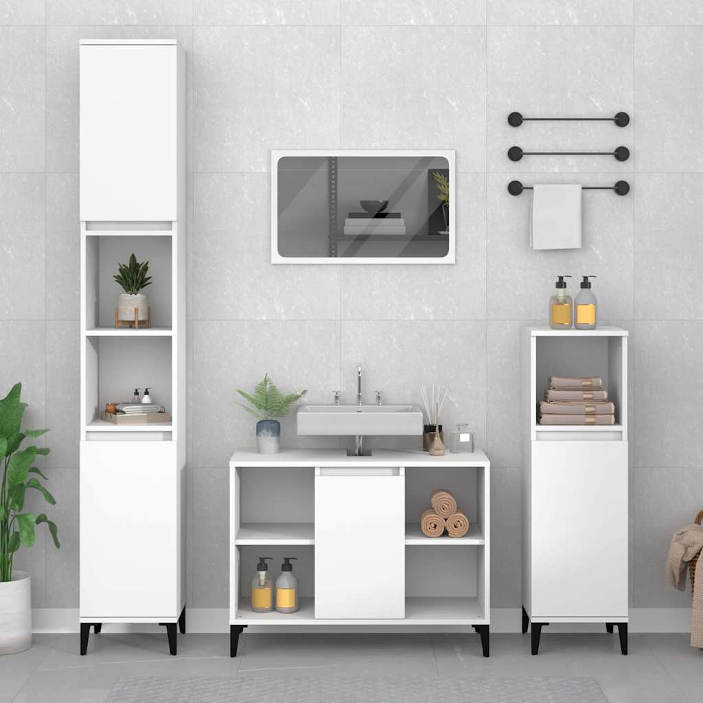 vidaXL Tvättställsskåp vit 80x33x60 cm konstruerat trä