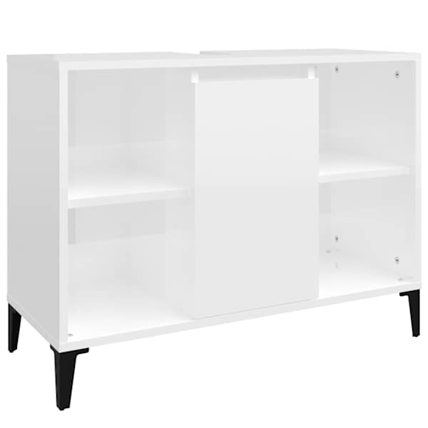 vidaXL valamukapp, k&otilde;rgl&auml;ikega valge, 80 x 33 x 60 cm, tehispuit