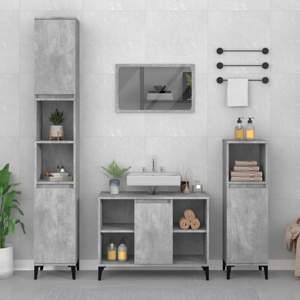 vidaXL Sink Cabinet Concrete Grey 80x33x60 cm Engineered Wood