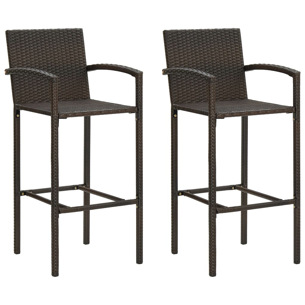 VidaXL Bar Stools 2 Pcs Brown Poly Rattan