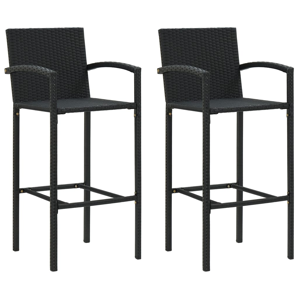 VidaXL Tabourets De Bar 2 Pcs Noir Résine Tressée