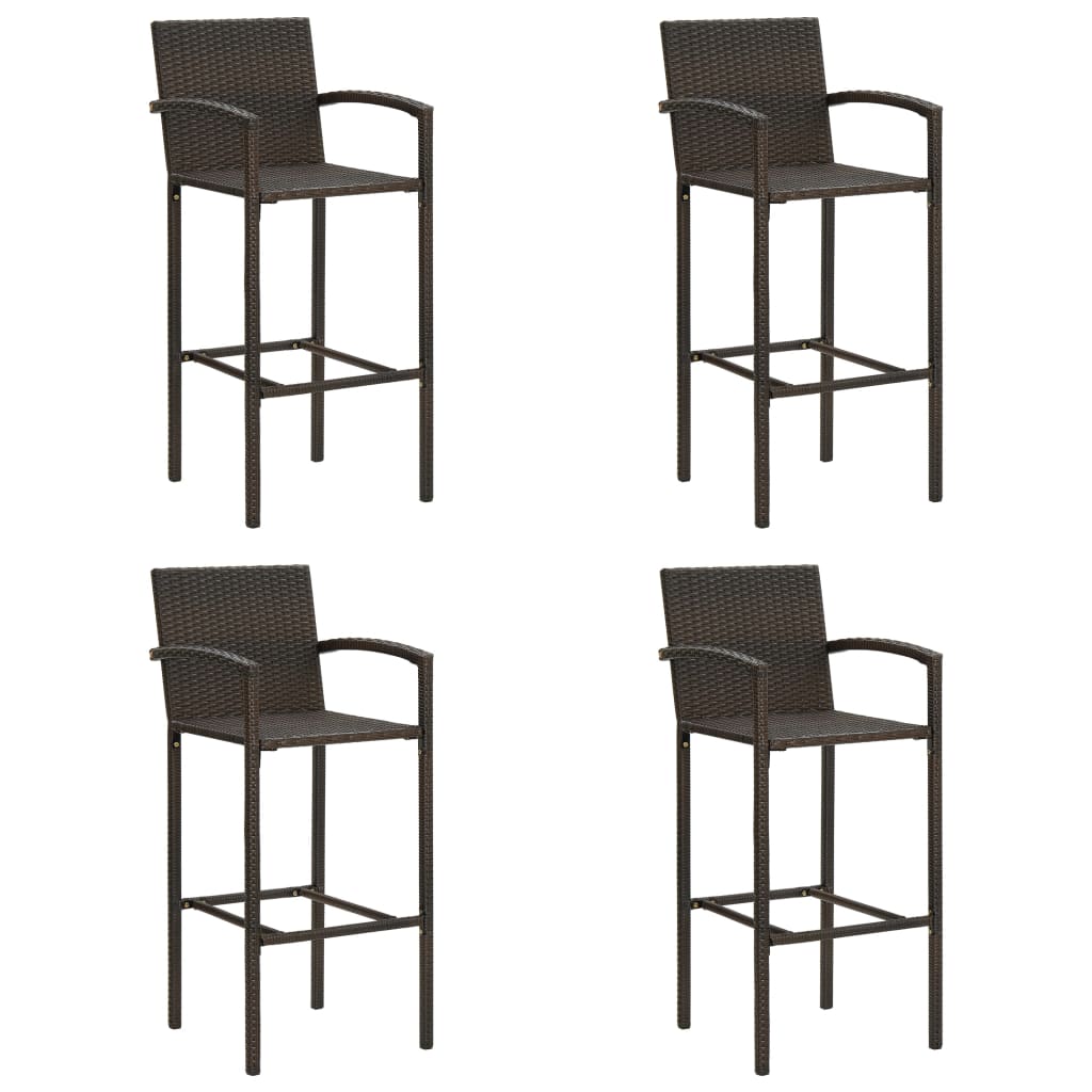 VidaXL Tabourets De Bar 4 Pcs Marron Résine Tressée