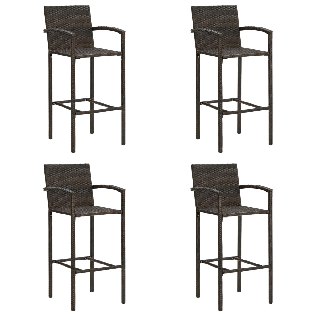 vidaXL Bar Stools 4 pcs Brown Poly Rattan-image-8720845739959