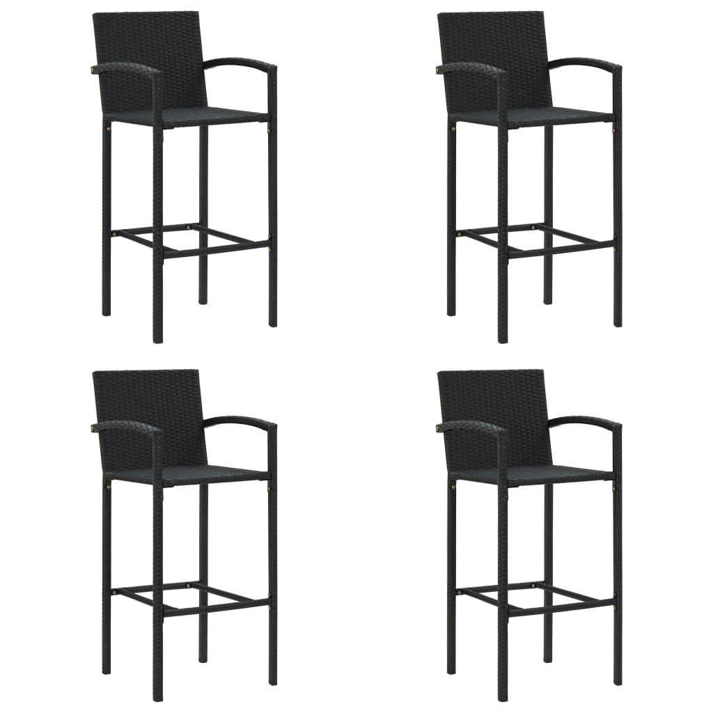 vidaXL Barstolar 4 st svart konstrotting