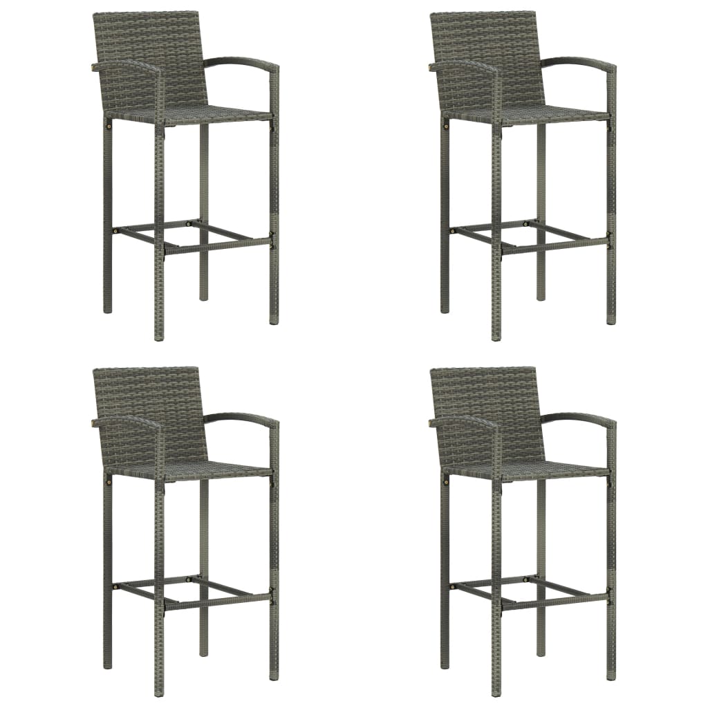 VidaXL Bar Stools 4 Pcs Gray Poly Rattan