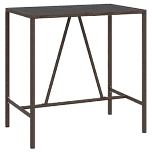 Barový stůl se skleněnou deskou hnědý 110x70x110 cm polyratan - obrázek 2