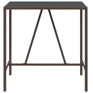Barový stůl se skleněnou deskou hnědý 110x70x110 cm polyratan - obrázek 3