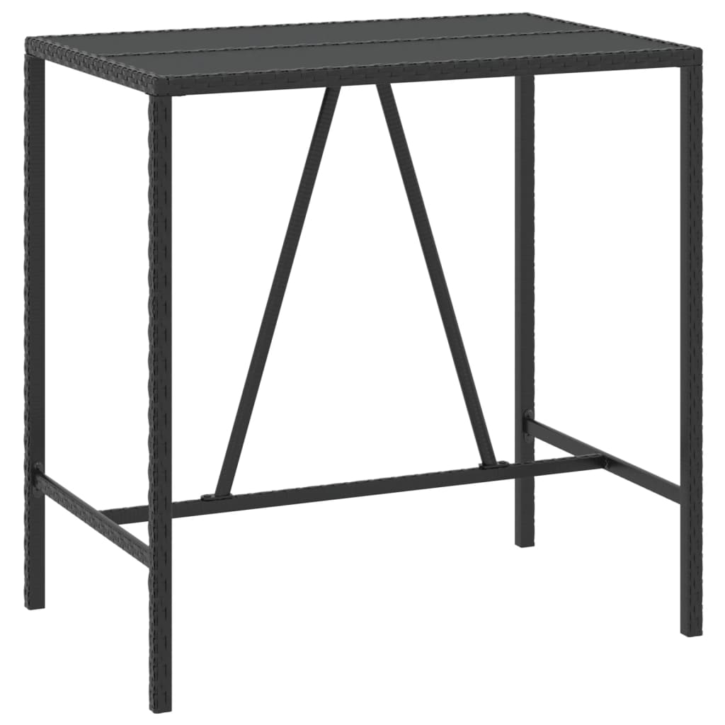 Bar Table Counter Height Bar Table with Glass Top Black Poly Rattan vidaXL vidaX - Picture 15 of 31
