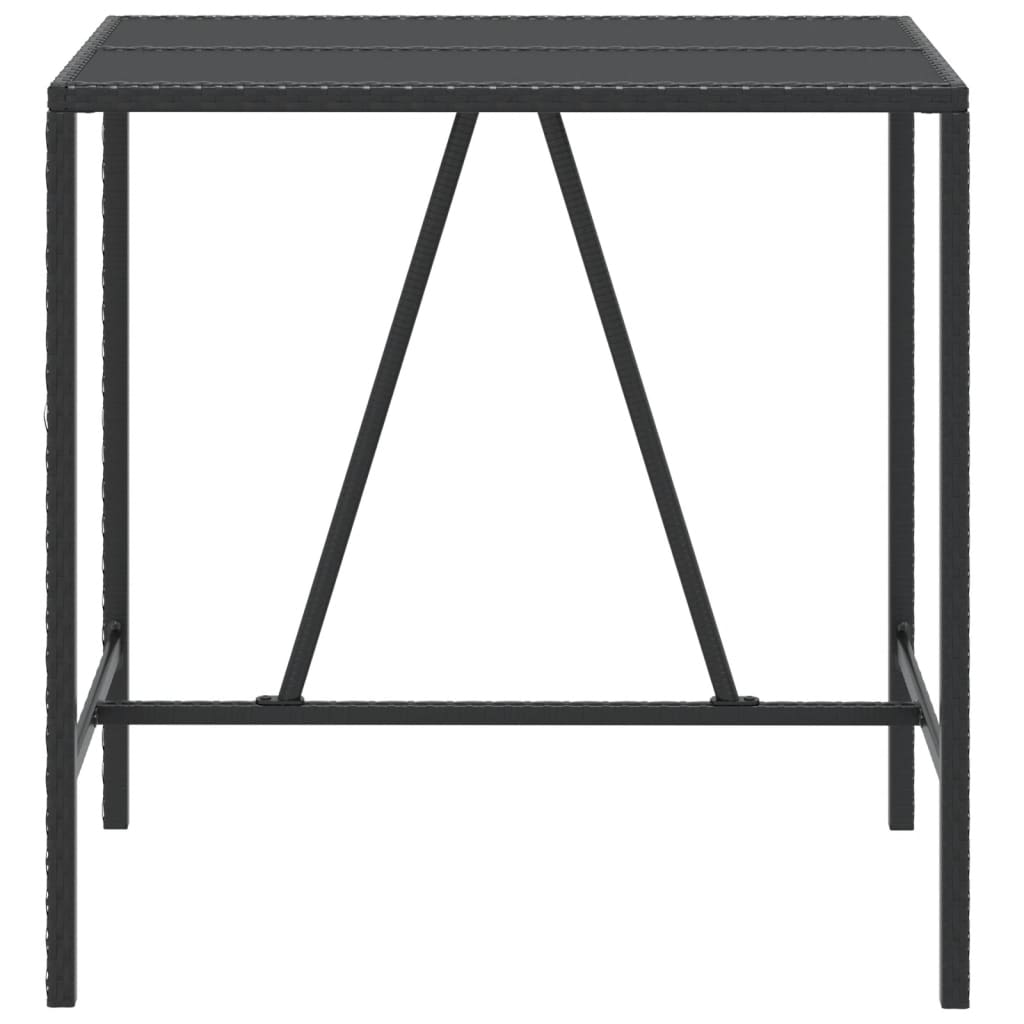Thumbnail - vidaXL Bartisch mit Glasplatte Schwarz 110x70x110 cm Poly Rattan