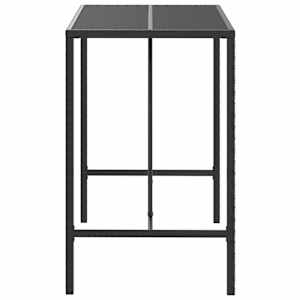 Barový stůl se skleněnou deskou černý 110x70x110 cm polyratan - obrázek 4