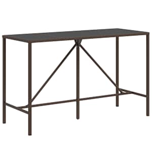 vidaXL baarilaud klaasplaadiga, pruun, 180 x 70 x 110 cm, pol&uuml;rotang