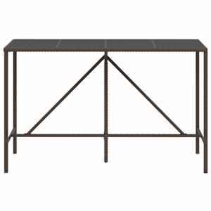 Barový stůl se skleněnou deskou hnědý 180x70x110 cm polyratan - obrázek 3