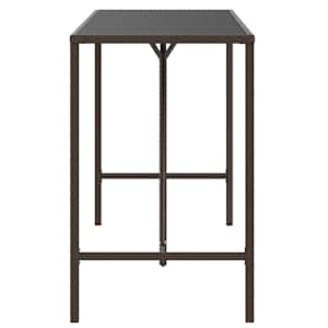 Barový stůl se skleněnou deskou hnědý 180x70x110 cm polyratan - obrázek 4