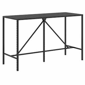 Barový stůl se skleněnou deskou černý 180x70x110 cm polyratan - obrázek 2