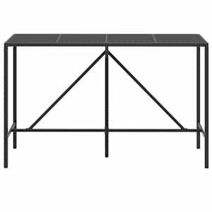 Barový stůl se skleněnou deskou černý 180x70x110 cm polyratan - obrázek 3