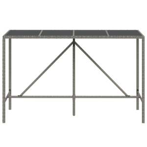Barový stůl se skleněnou deskou šedý 180x70x110 cm polyratan - obrázek 3