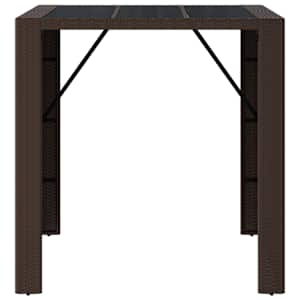 Barový stůl se skleněnou deskou hnědý 105x80x110 cm polyratan - obrázek 3