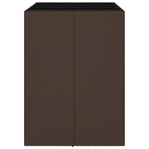 Barový stůl se skleněnou deskou hnědý 105x80x110 cm polyratan - obrázek 4