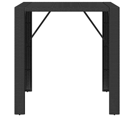 vidaXL Bartafel met glazen blad 105x80x110 cm poly rattan zwart