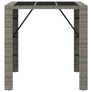 Barový stůl se skleněnou deskou šedý 105x80x110 cm polyratan - obrázek 3