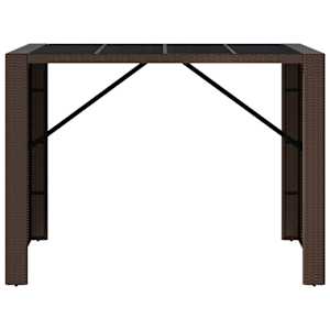 Barový stůl se skleněnou deskou hnědý 145x80x110 cm polyratan - obrázek 3