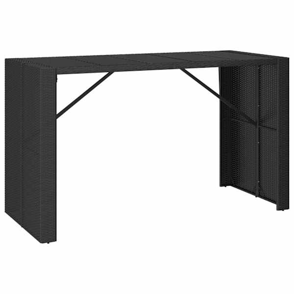 vidaXL baarilaud klaasplaadiga, must, 185x80x110 cm, pol&uuml;rotang