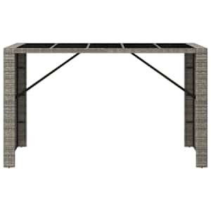 Barový stůl se skleněnou deskou šedý 185x80x110 cm polyratan - obrázek 3
