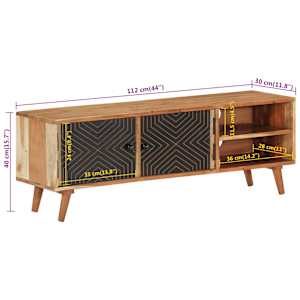 TV skříňka 112 x 30 x 40 cm masivní akáciové dřevo - obrázek 9